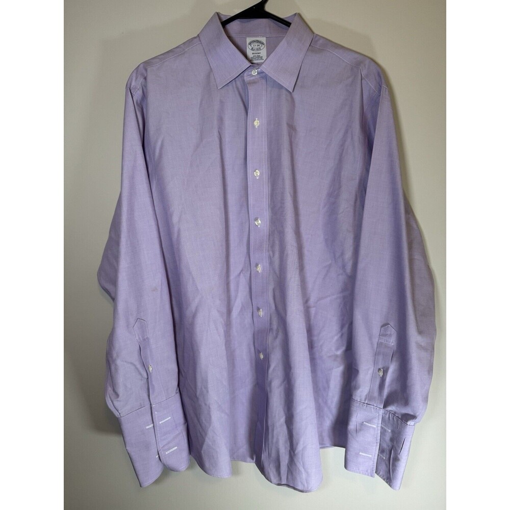 Brooks Brothers Slim Fit Non Iron Lavender Button Front Long Sleeve Shirt 17-34